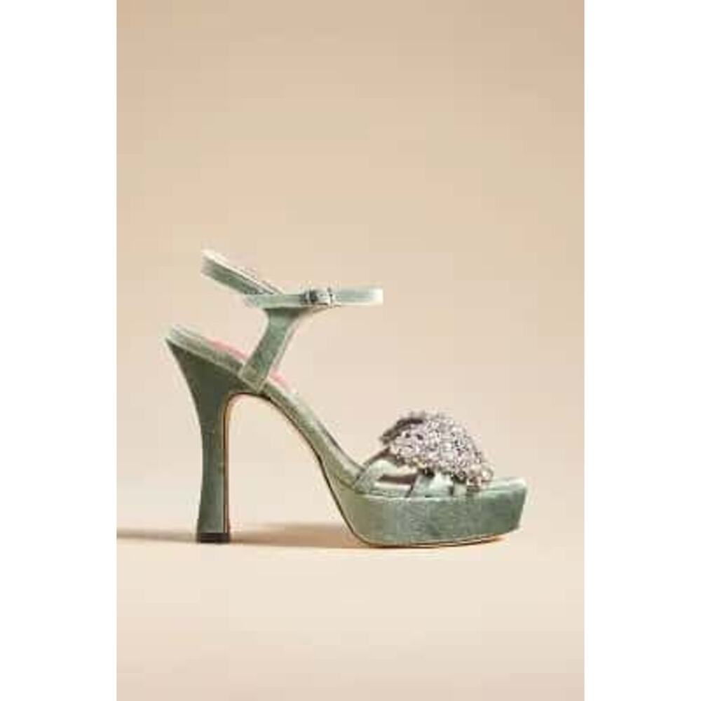Custommade Arla Crystal Upper Heels Green Size 41 US 10.5 NWB